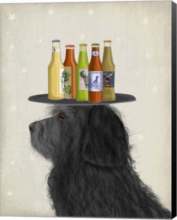 Framed Labradoodle Black 2 Beer Lover Print