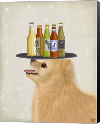 Framed Pomeranian Yellow Beer Lover Print