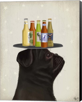 Framed Pug Black Beer Lover Print