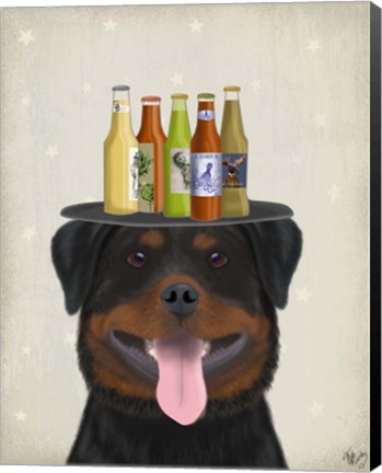 Framed Rottweiler Beer Lover Print