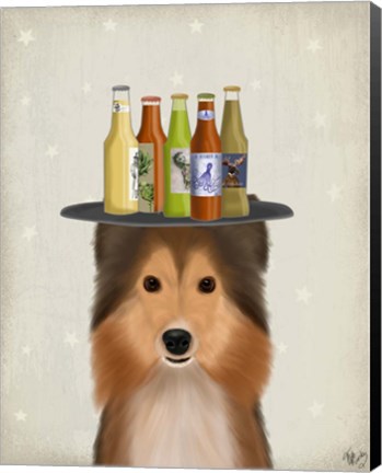 Framed Shetland Sheepdog Beer Lover Print