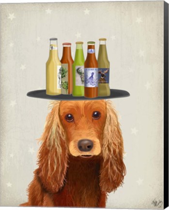 Framed Cocker Spaniel Golden Beer Lover Print