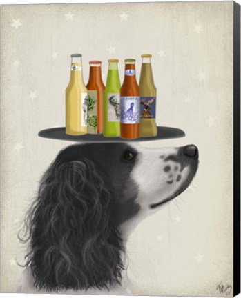 Framed Springer Spaniel Black White Beer Lover Print