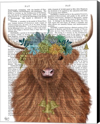 Framed Highland Cow Bohemian 1 Book Print Print