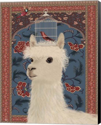 Framed Llama and Birdcage Print