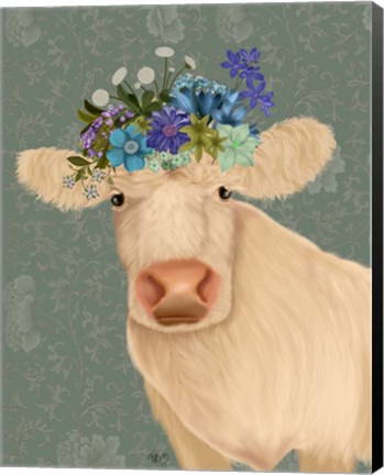 Framed Cow Cream Bohemian 2 Print