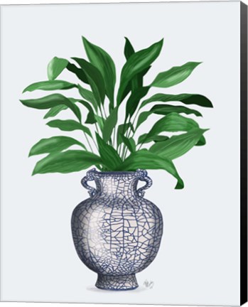 Framed Chinoiserie Vase 2, With Plant Print