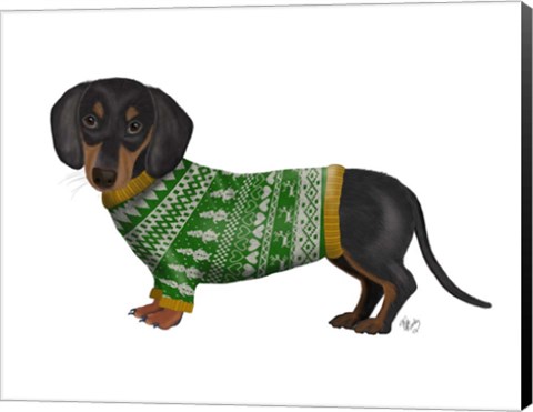 Framed Christmas Des - Dachshund and Christmas Sweater Print