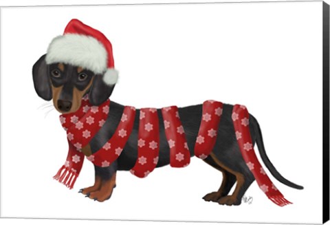 Framed Christmas Des - Dachshund Snowflake Scarf Print