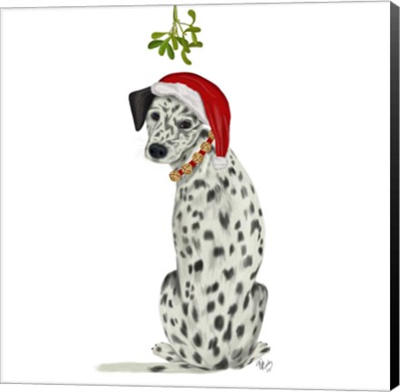 Framed Christmas Des - Dalmatian Mistletoe Print