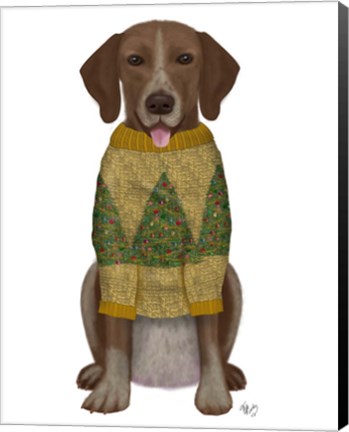 Framed Christmas Des - Mutt in Yellow Christmas Sweater Print