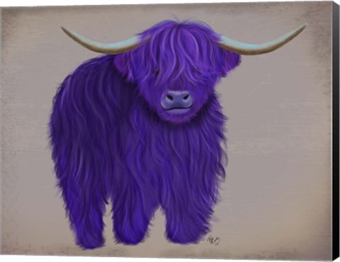 Framed Highland Cow 5, Purple, Full Print