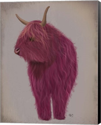 Framed Highland Cow 4, Pink, Full Print