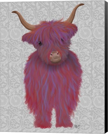 Framed Highland Cow 7, Pink And Purple, Full Print