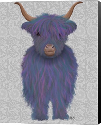 Framed Highland Cow 7, Purple, Full Print