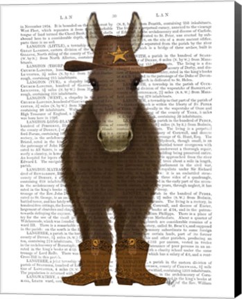 Framed Donkey Cowboy Book Print Print