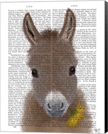 Framed Donkey Yellow Flower Book Print Print