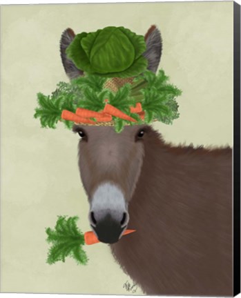 Framed Donkey Carrot Hat Print