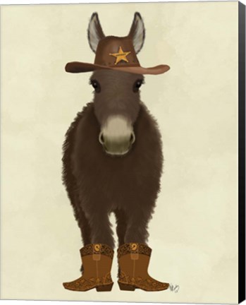 Framed Donkey Cowboy Print