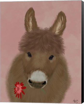 Framed Donkey Red Flower Print