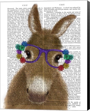 Framed Donkey Purple Flower Glasses Book Print Print