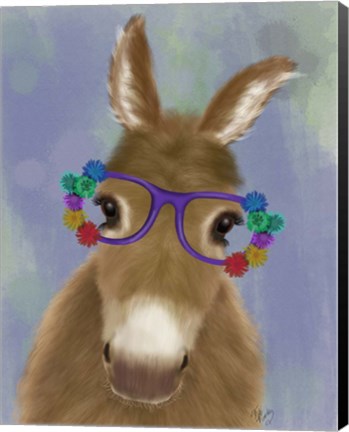 Framed Donkey Purple Flower Glasses Print