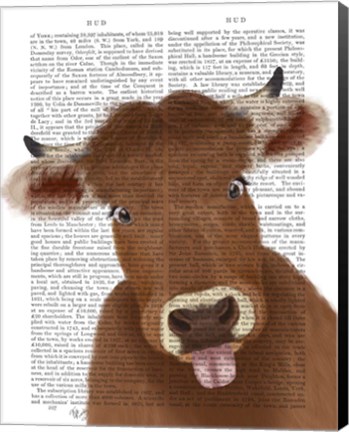 Framed Funny Farm Cow 2 Book Print Print
