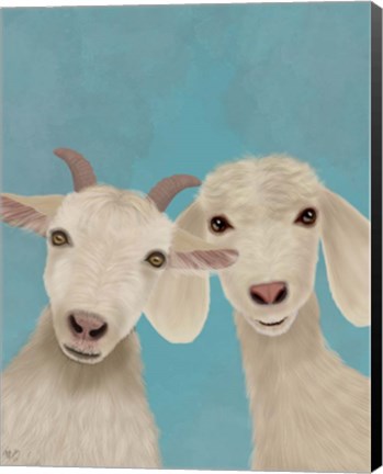 Framed Goat Duo, Looking at You Print