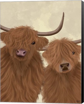 Framed Highland Cow Duo, Looking at You Print