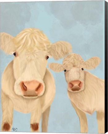 Framed Cow Duo, Cream, Looking at You Print