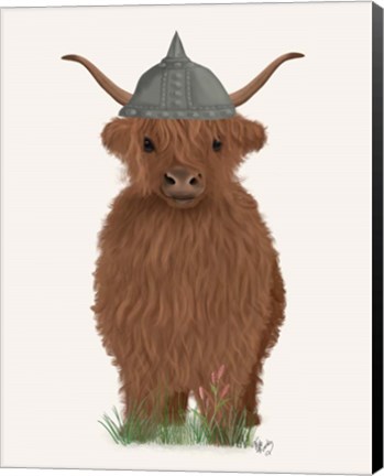 Framed Highland Cow Viking Print