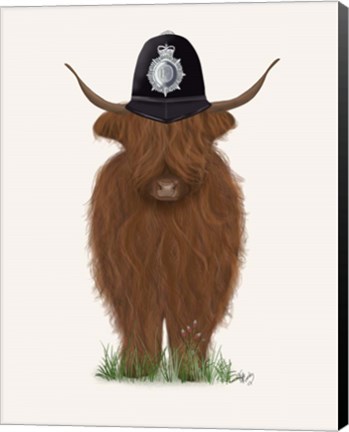 Framed Highland Cow Policeman Print