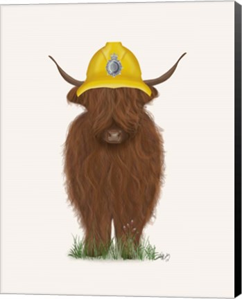 Framed Highland Cow Fireman Print