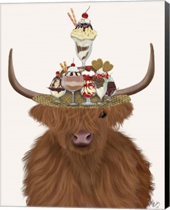 Framed Highland Cow and Ice Cream Hat Print