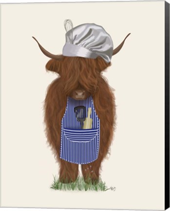 Framed Highland Cow Chef Print