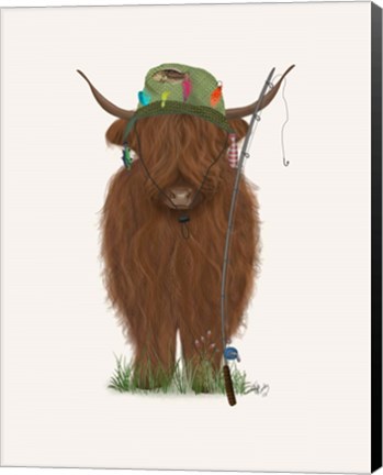 Framed Highland Cow Fisherman Print