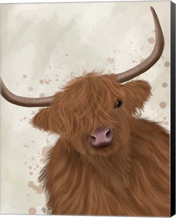 Framed Highland Cow 1, Portrait Print