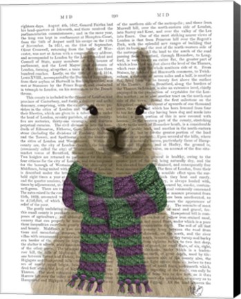 Framed Llama with Purple Scarf, Portrait Book Print Print