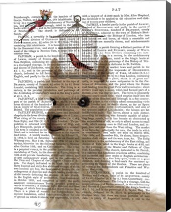 Framed Llama and Birdcage Book Print Print