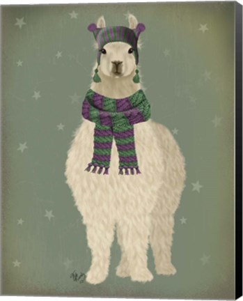 Framed Llama with Purple Scarf, Full Print