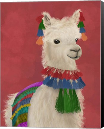 Framed Llama Traditional 1, Portrait Print