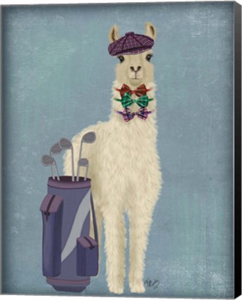 Framed Llama Golfing Print