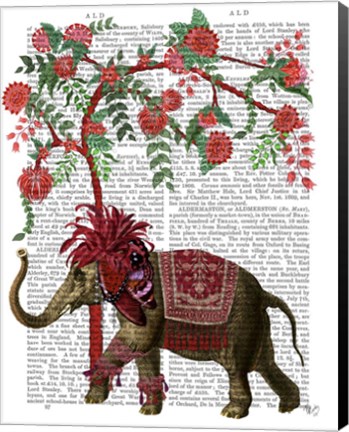 Framed Niraj Elephant, Red Tree Print