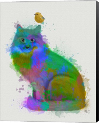 Framed Cat Rainbow Splash 12 Print