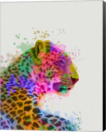 Framed Leopard Rainbow Splash 1 Print