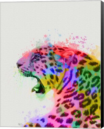 Framed Leopard Rainbow Splash 2 Print