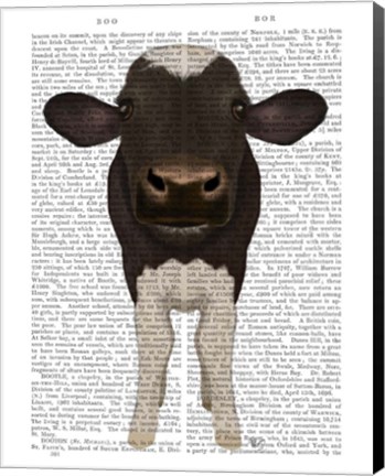 Framed Nosey Cow 2 Book Print Print