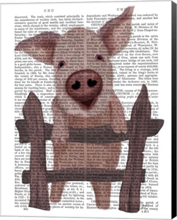 Framed Pig On Fence Book Print Print