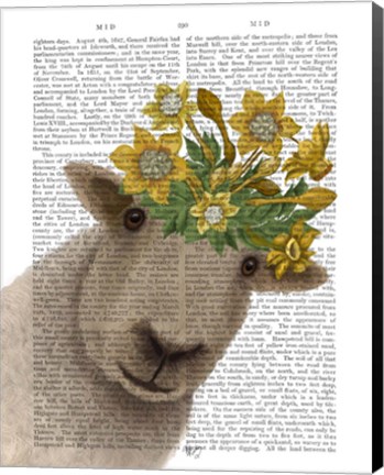 Framed Sheep with Daffodil Crown Book Print Print