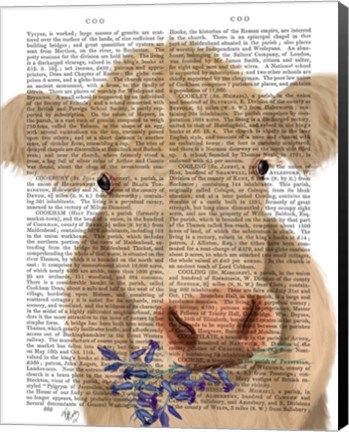 Framed Cow Cream, Bluebells Book Print Print